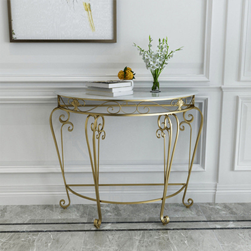 Modern Marble Console Sofa Table Half Moon End Table for Hall