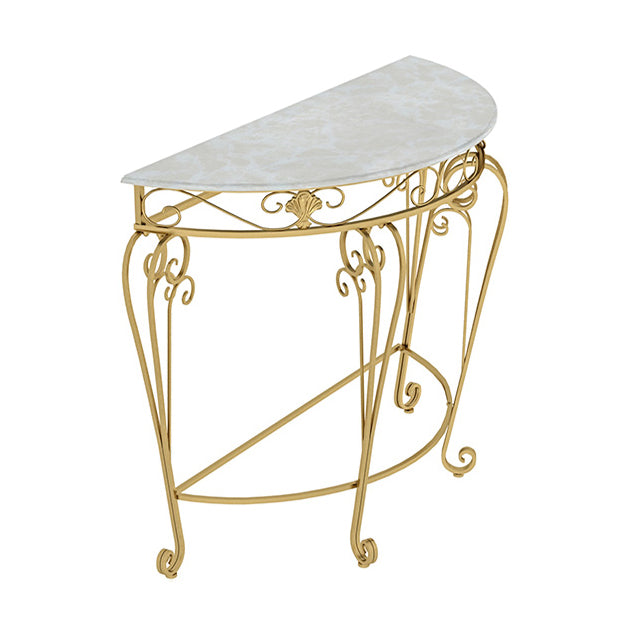 Modern Marble Console Sofa Table Half Moon End Table for Hall