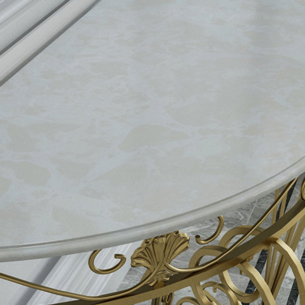 Modern Marble Console Sofa Table Half Moon End Table for Hall