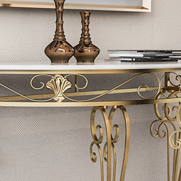 Modern Marble Console Sofa Table Half Moon End Table for Hall