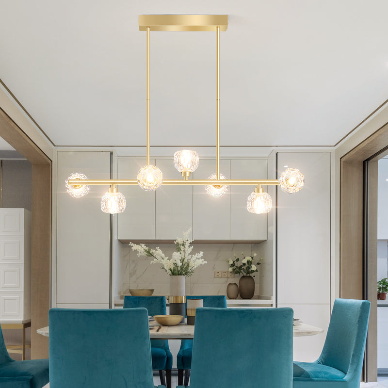 Modern Kitchen Pendant Lights Spherical Glass 7-Light Island Pendant Lights