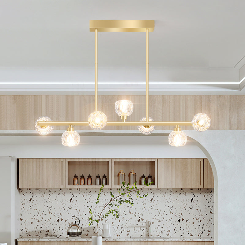 Modern Kitchen Pendant Lights Spherical Glass 7-Light Island Pendant Lights