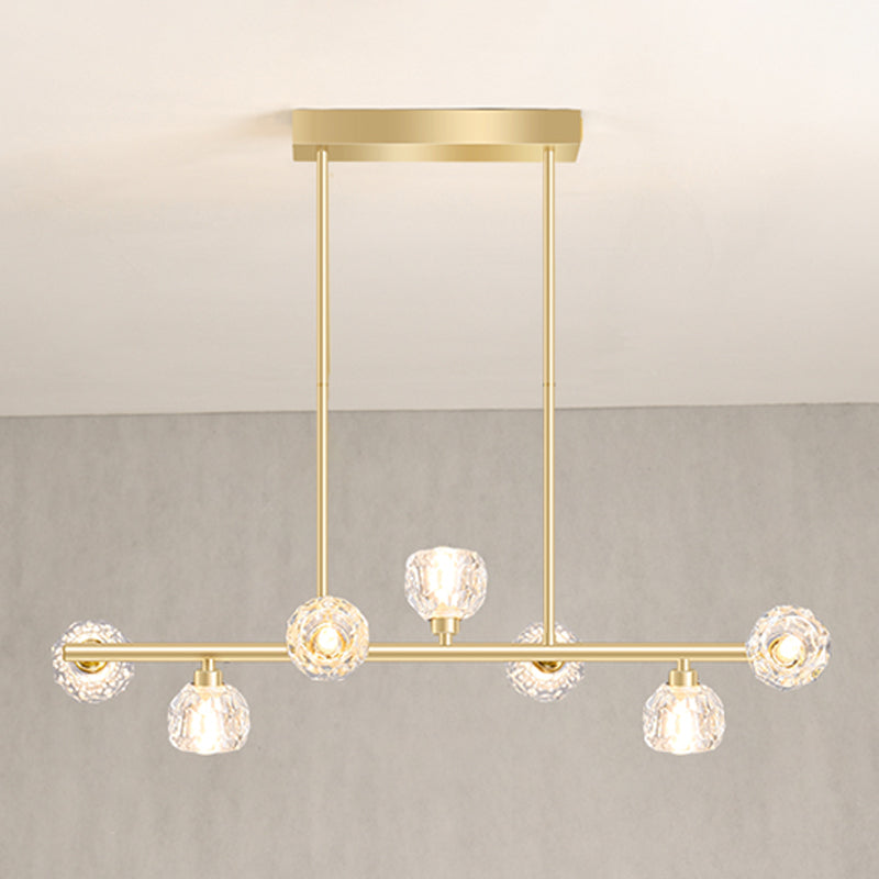 Modern Kitchen Pendant Lights Spherical Glass 7-Light Island Pendant Lights