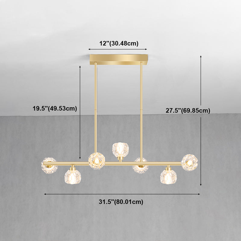 Modern Kitchen Pendant Lights Spherical Glass 7-Light Island Pendant Lights