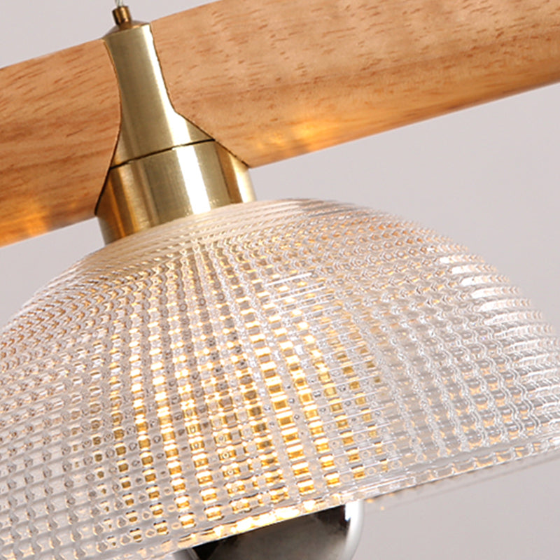 Modern Style Dome Island Lights Wooden 3-Light Pendant Lights