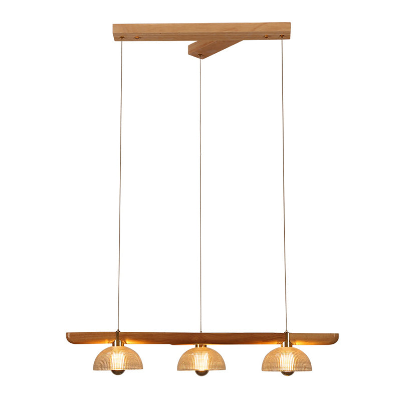 Modern Style Dome Island Lights Wooden 3-Light Pendant Lights