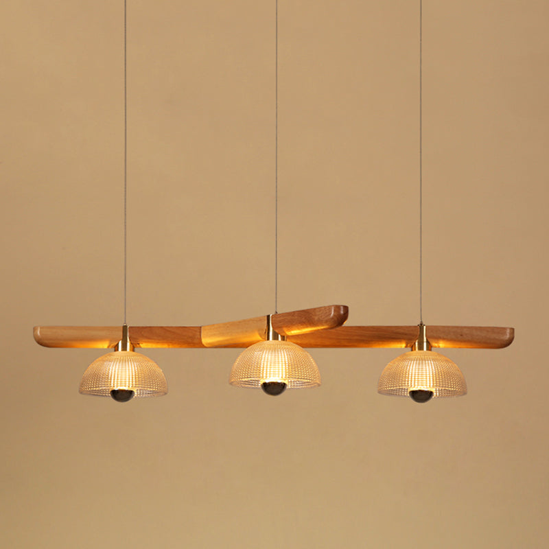 Modern Style Dome Island Lights Wooden 3-Light Pendant Lights