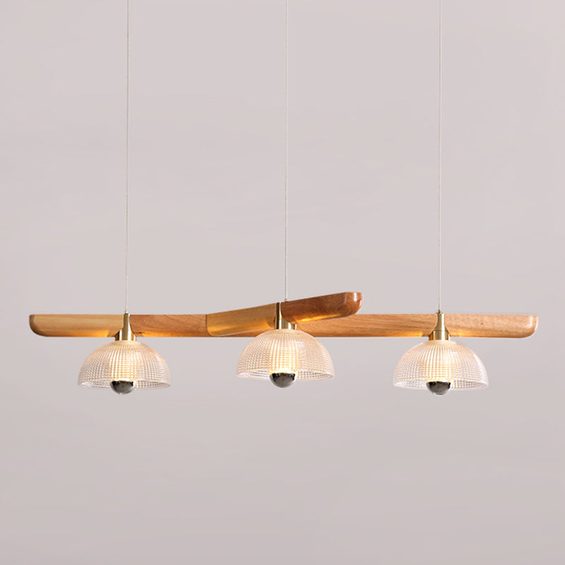 Modern Style Dome Island Lights Wooden 3-Light Pendant Lights