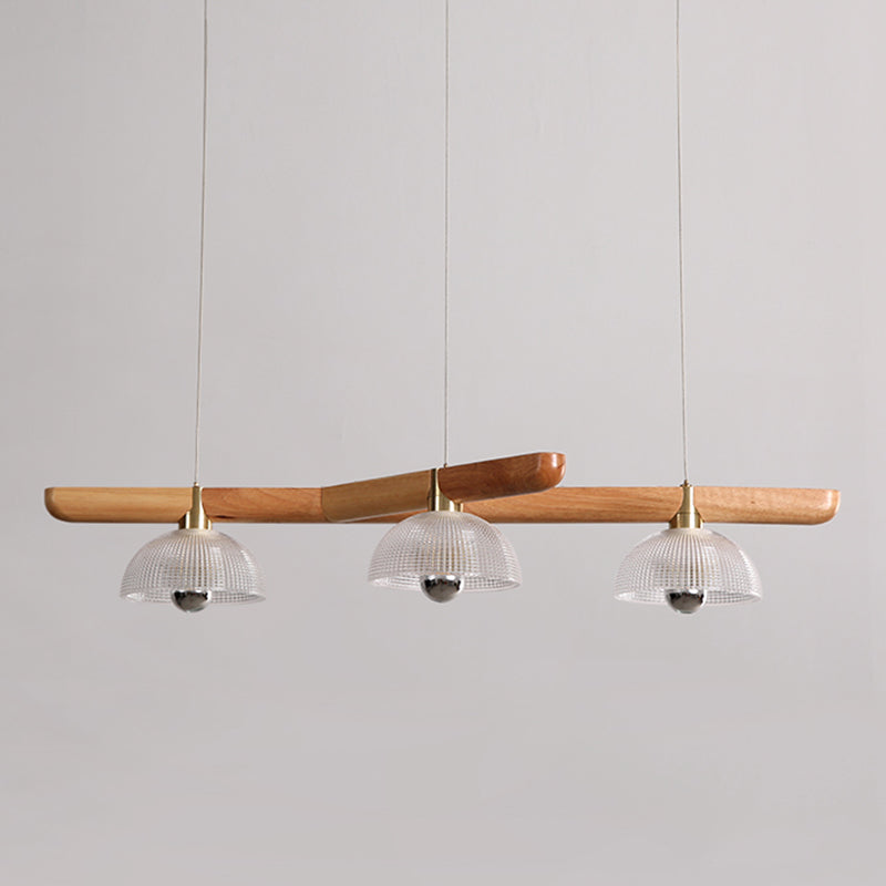 Modern Style Dome Island Lights Wooden 3-Light Pendant Lights