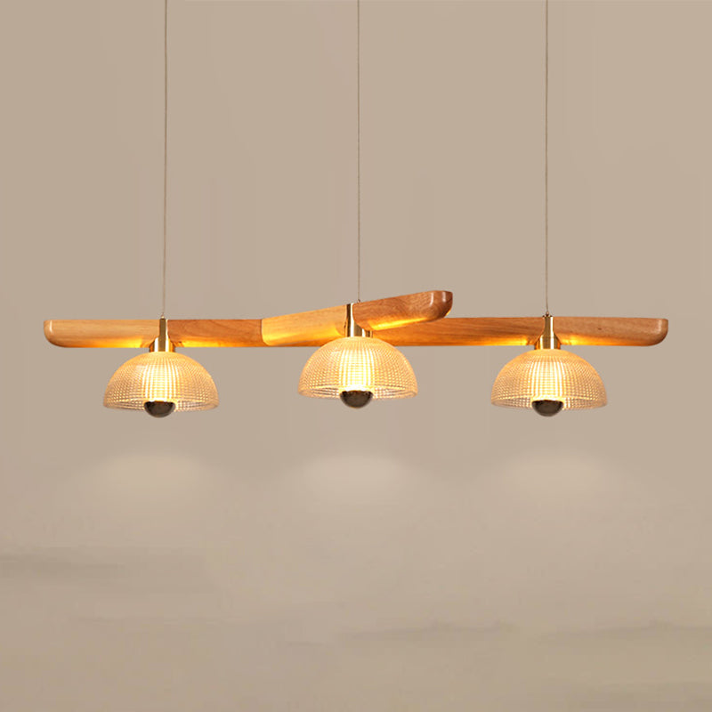 Modern Style Dome Island Lights Wooden 3-Light Pendant Lights
