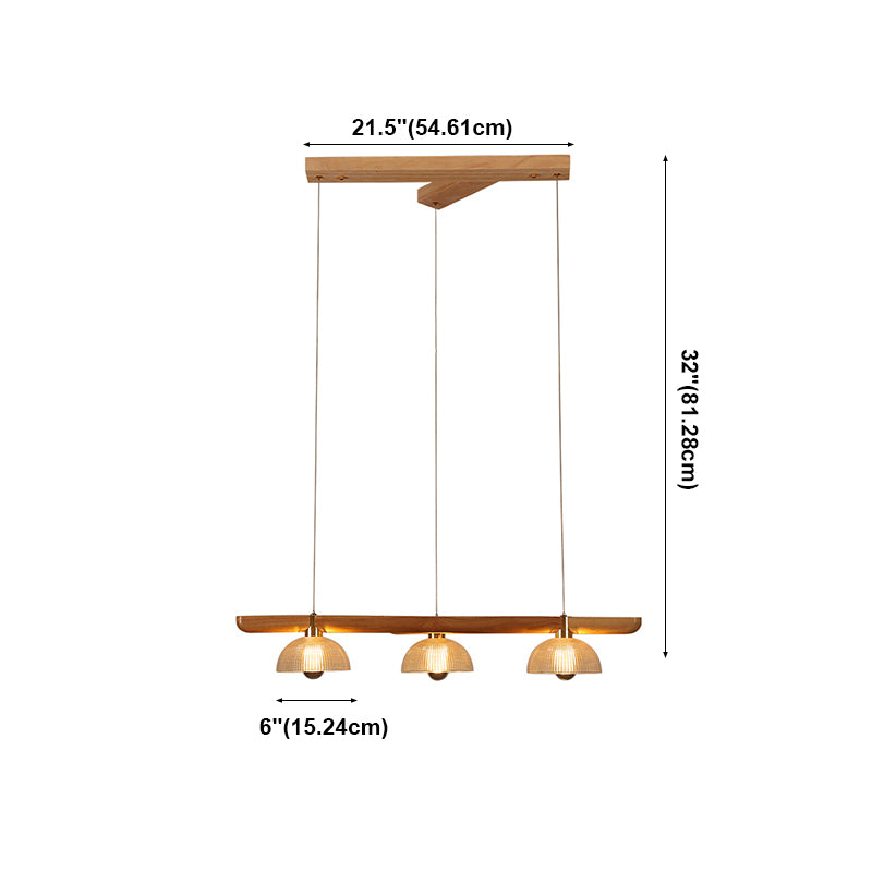 Modern Style Dome Island Lights Wooden 3-Light Pendant Lights