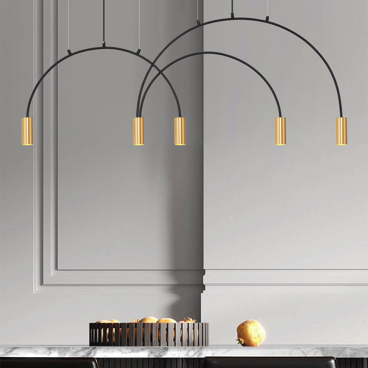 Contemporary Pendant Lights Cylinder Island Lights Metal 5 Light for Kitchen Island