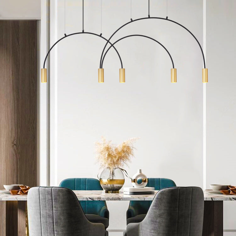 Contemporary Pendant Lights Cylinder Island Lights Metal 5 Light for Kitchen Island