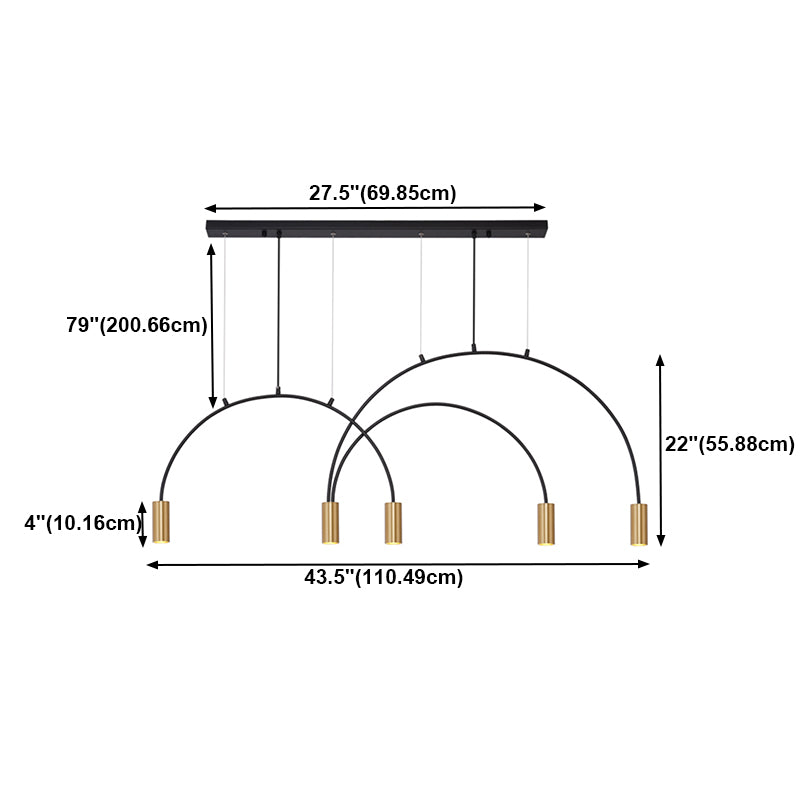 Contemporary Pendant Lights Cylinder Island Lights Metal 5 Light for Kitchen Island