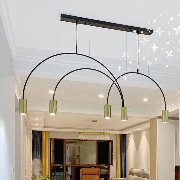 Contemporary Pendant Lights Cylinder Island Lights Metal 5 Light for Kitchen Island