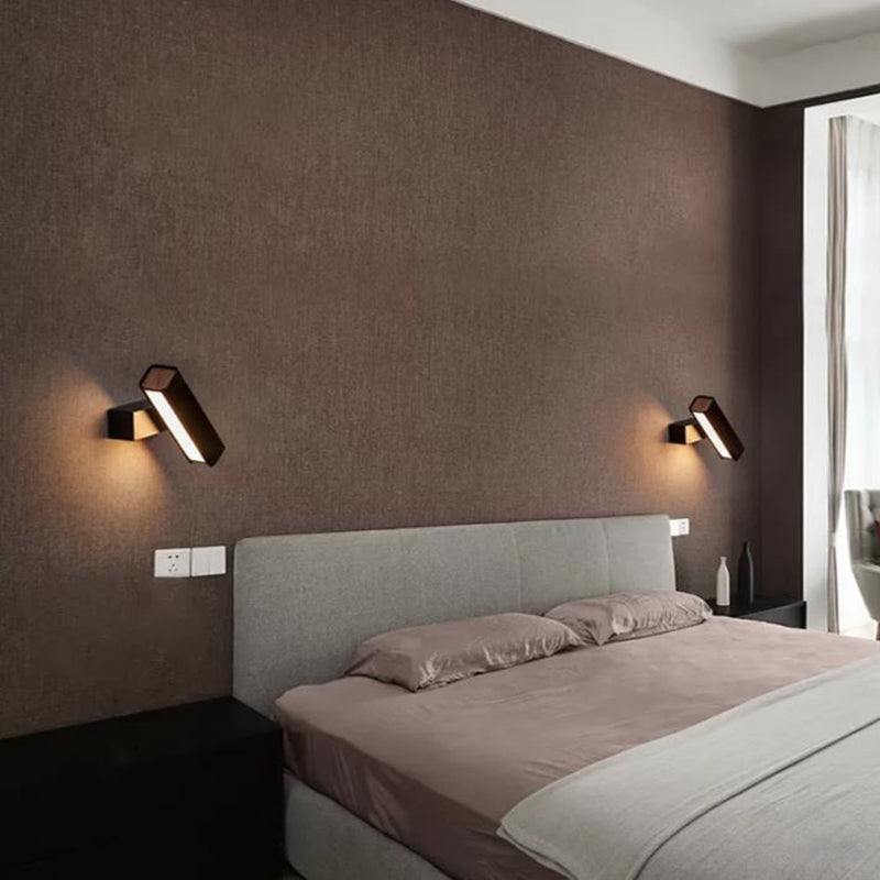 Single Light Square Shade Wall Sconce Metal Modern Style Wall Mounted Lighting