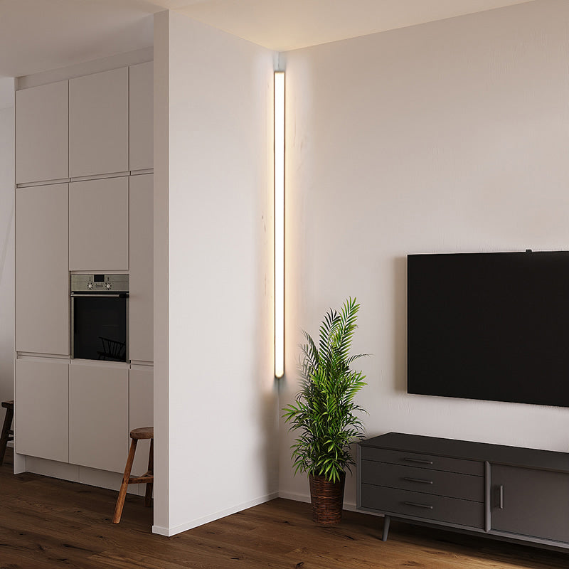 Modern Style Linear Shade Wall Sconce Metal 1 Light Wall Mounted Lighting in White