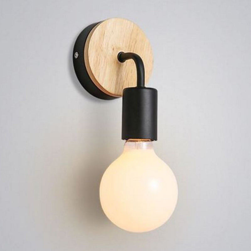 1 Light Geometric Wall Mounted Light Fixture Modern Style Wood Wall Sconce Lights