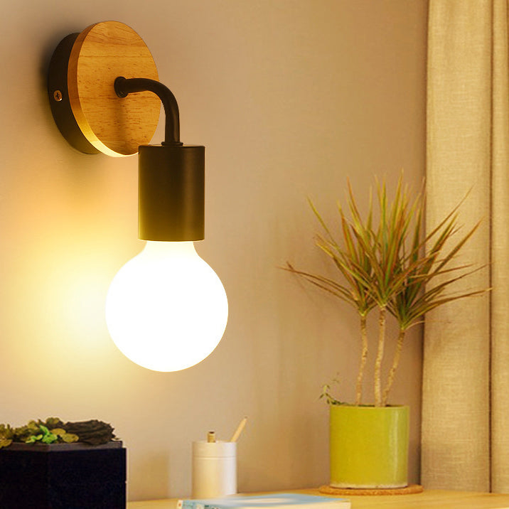Modern Style Geometric Sconce Light Fixtures Wood 1 Light Wall Mounted Lamps