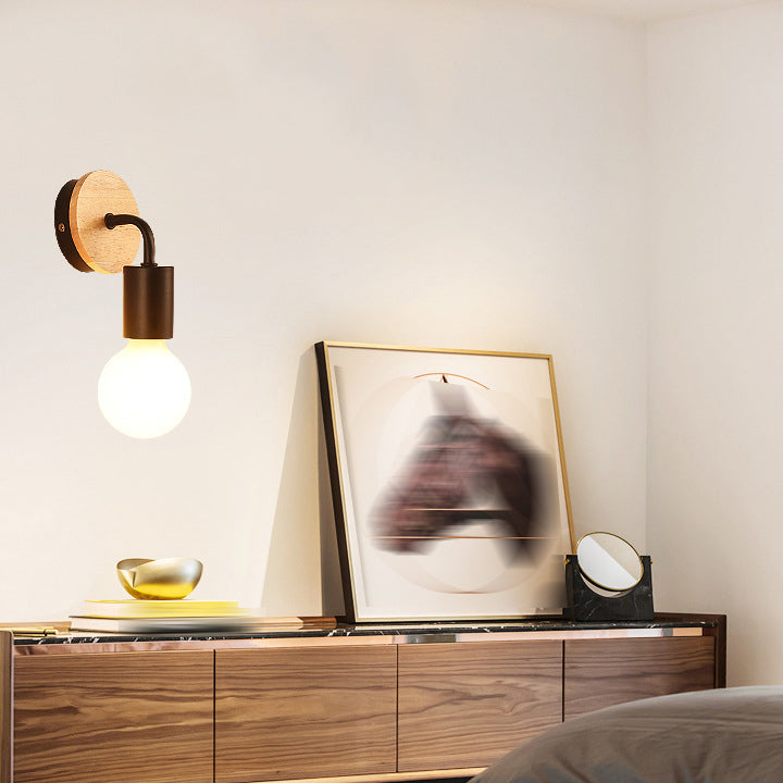 Modern Style Geometric Sconce Light Fixtures Wood 1 Light Wall Mounted Lamps