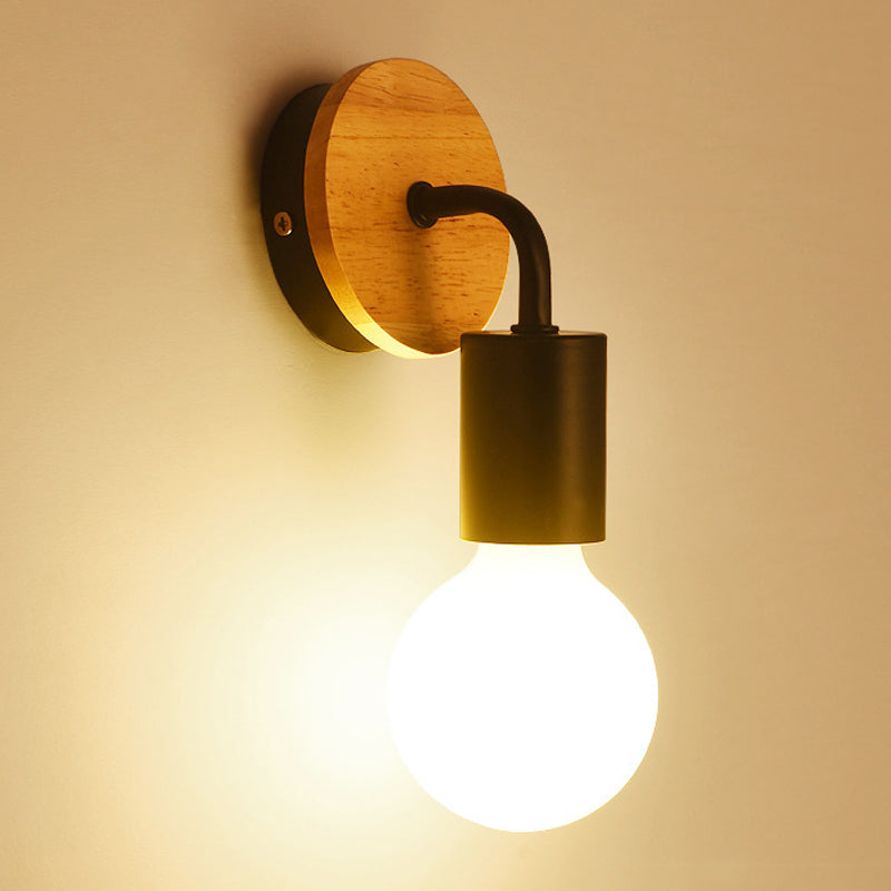 Modern Style Geometric Sconce Light Fixtures Wood 1 Light Wall Mounted Lamps