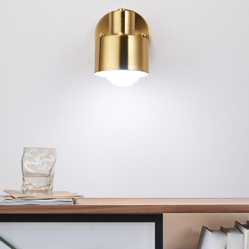 Modern Style Cylinder Sconce Light Fixtures Metal 1 Light Wall Mounted Lamps in Gold