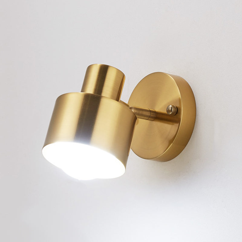 Modern Style Cylinder Sconce Light Fixtures Metal 1 Light Wall Mounted Lamps in Gold