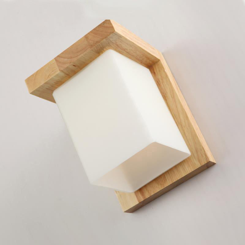 Modern Style Square Sconce Light Fixtures Wood 1 Light Wall Mounted Lighting
