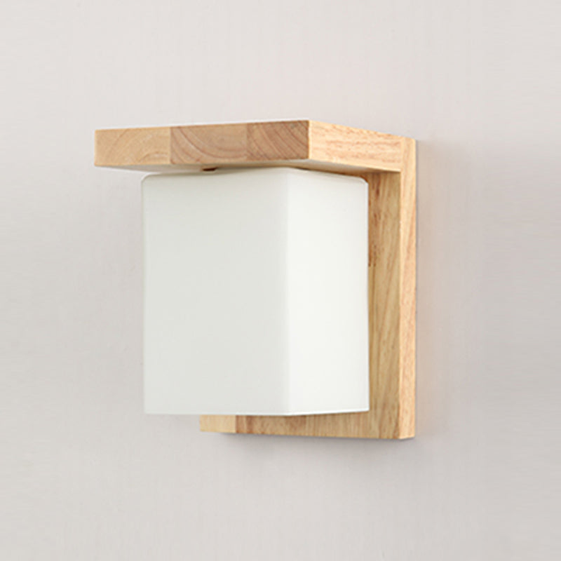 Modern Style Square Sconce Light Fixtures Wood 1 Light Wall Mounted Lighting