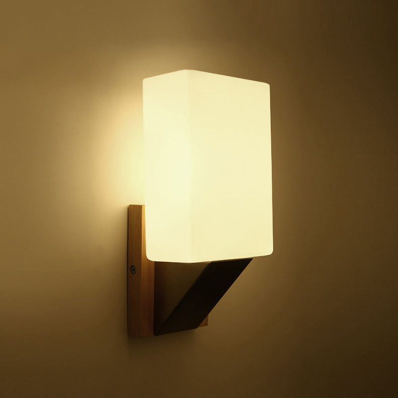 Modern Style Rectangle Sconce Light Fixtures Wood 1 Light Wall Mounted Lighting