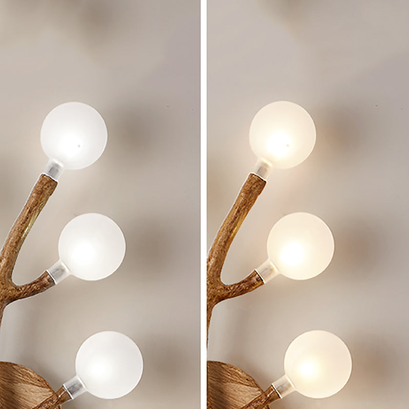 Japanese Style Glass Wall Light Branch Shape 7 Lights Wall Sconce for Bedroom