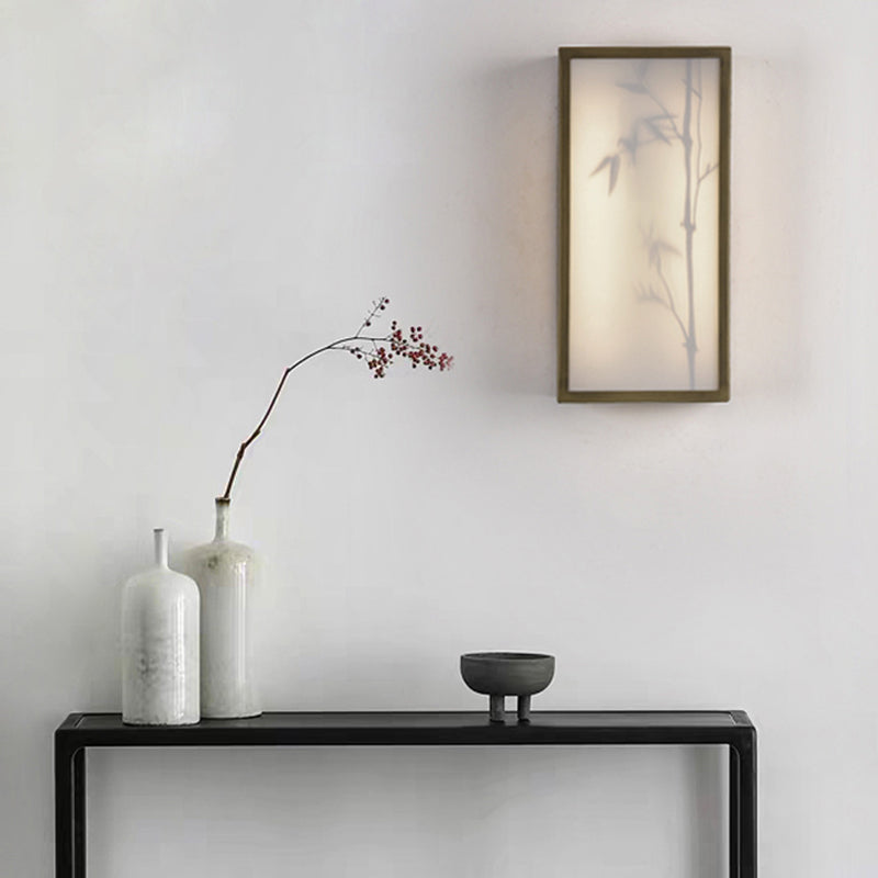 Modern Metal Wall Light Brown Cuboid 14.5" Wide Wall Sconce for Living Room