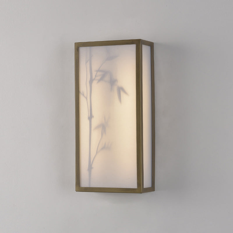 Modern Metal Wall Light Brown Cuboid 14.5" Wide Wall Sconce for Living Room