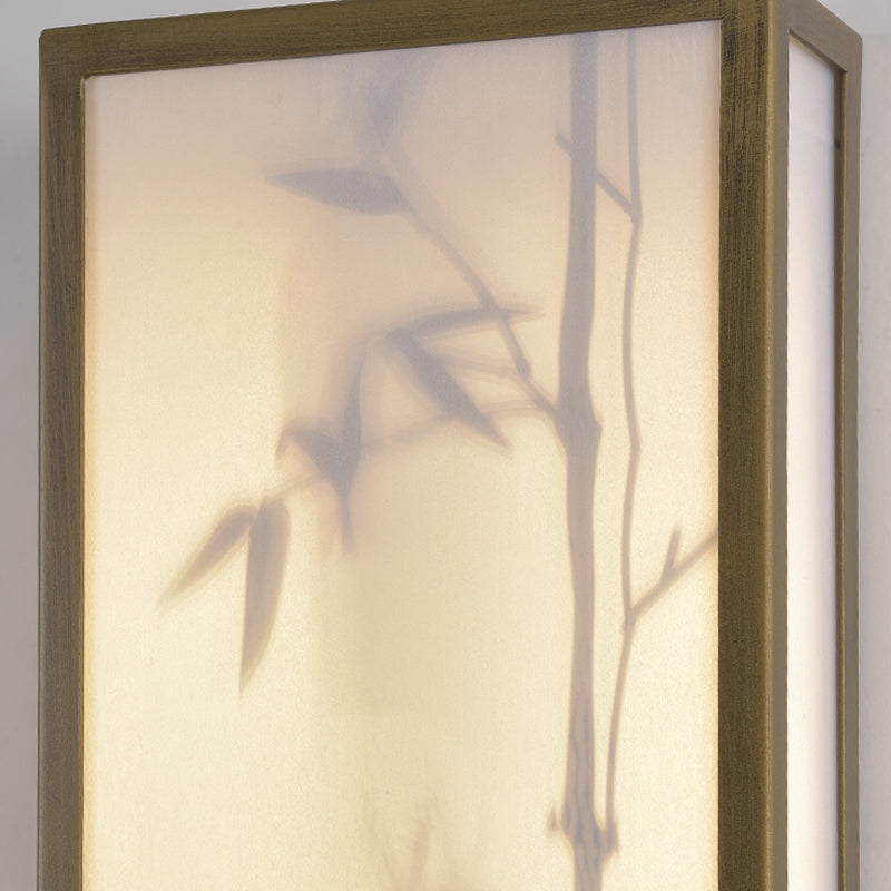 Modern Metal Wall Light Brown Cuboid 14.5" Wide Wall Sconce for Living Room