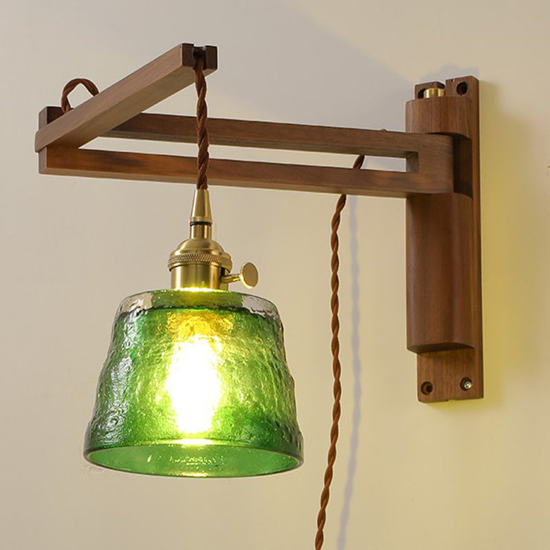 Modern Style Cylinder Sconce Light Fixtures Wood 1 Light Wall Mounted Lighting