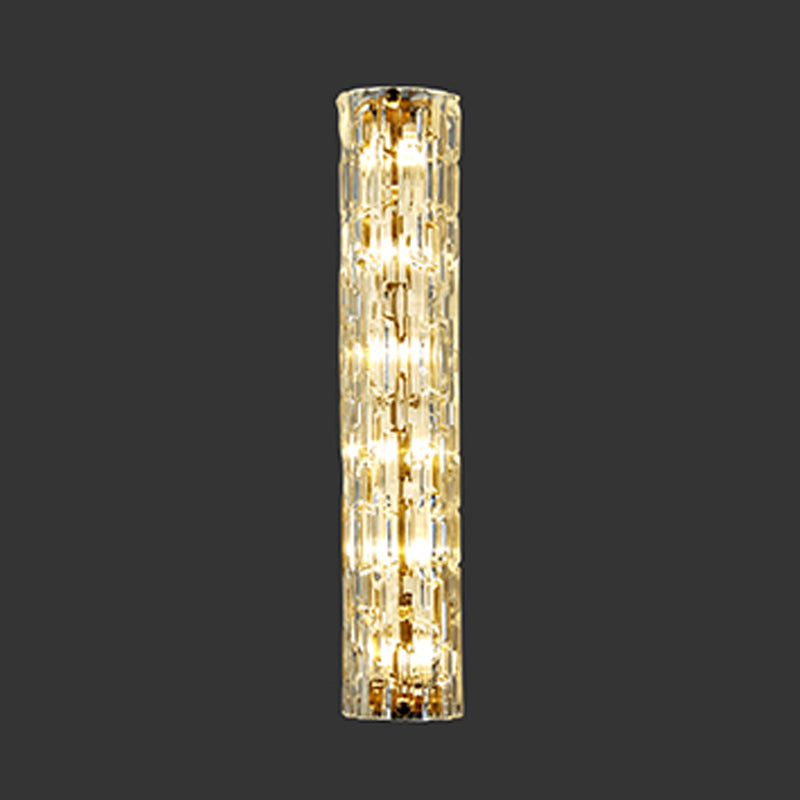 Half Cylinder Shade Glass Wall Sconce Modern 1 Light Wall Mount Light Fixture in Brass