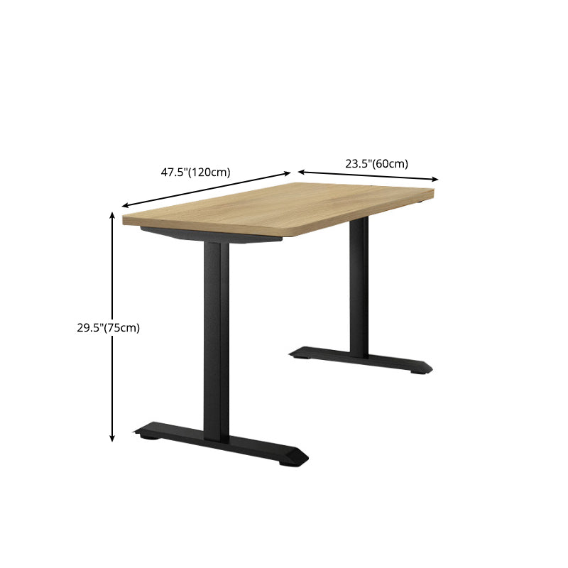Rectangular Contemporary Writing Desk Natural T-Shape Base Desk