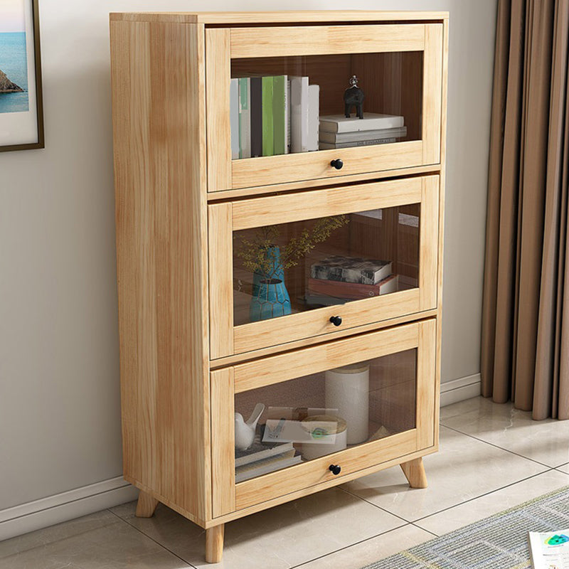 Natural Modern Style Geometric Bookshelf Solid Wooden Bookcase with Rectangular Shelves