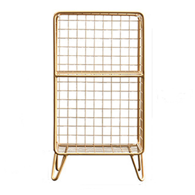 Steel Bookcase with Shelves 12" W Gold Closed Back Bookcase for Living Room