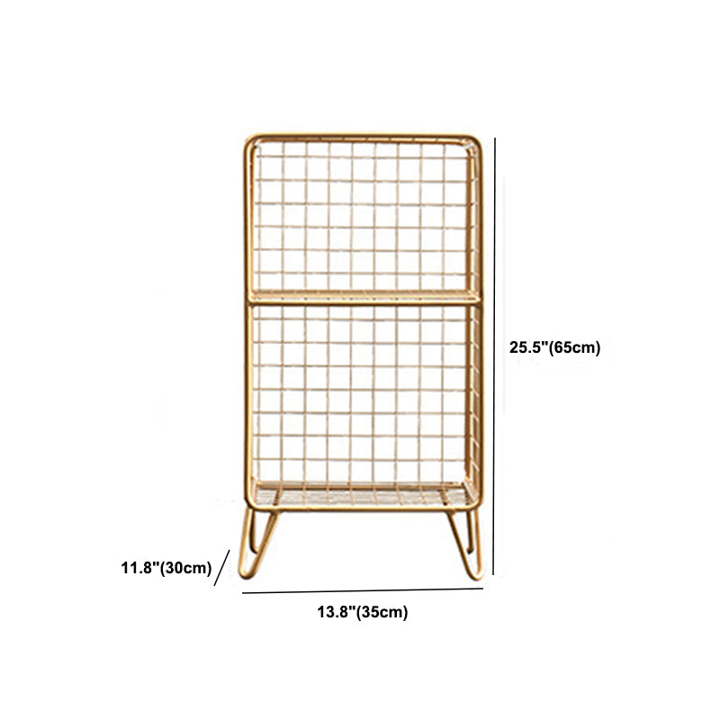 Steel Bookcase with Shelves 12" W Gold Closed Back Bookcase for Living Room