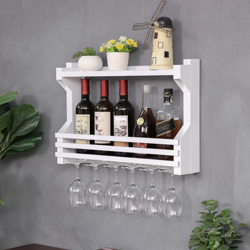 Iron Wall Mounted Modern Wine Rack Wine Rack in Brown with Storage