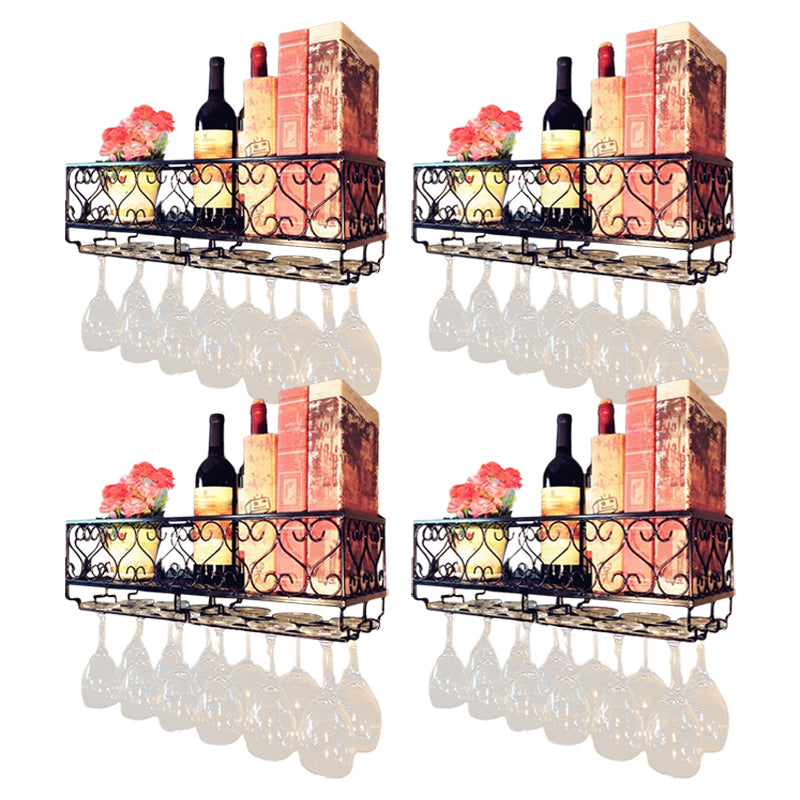 Metal Modern Wine Shelf Wall Mounted Stemware Holder Wine Holder with Shelf