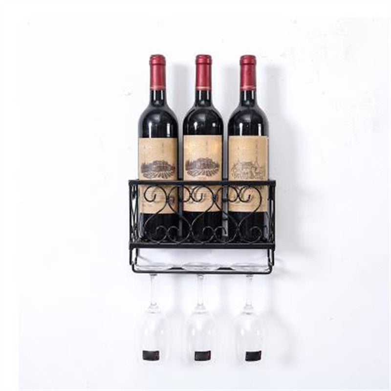 Metal Modern Wine Shelf Wall Mounted Stemware Holder Wine Holder with Shelf