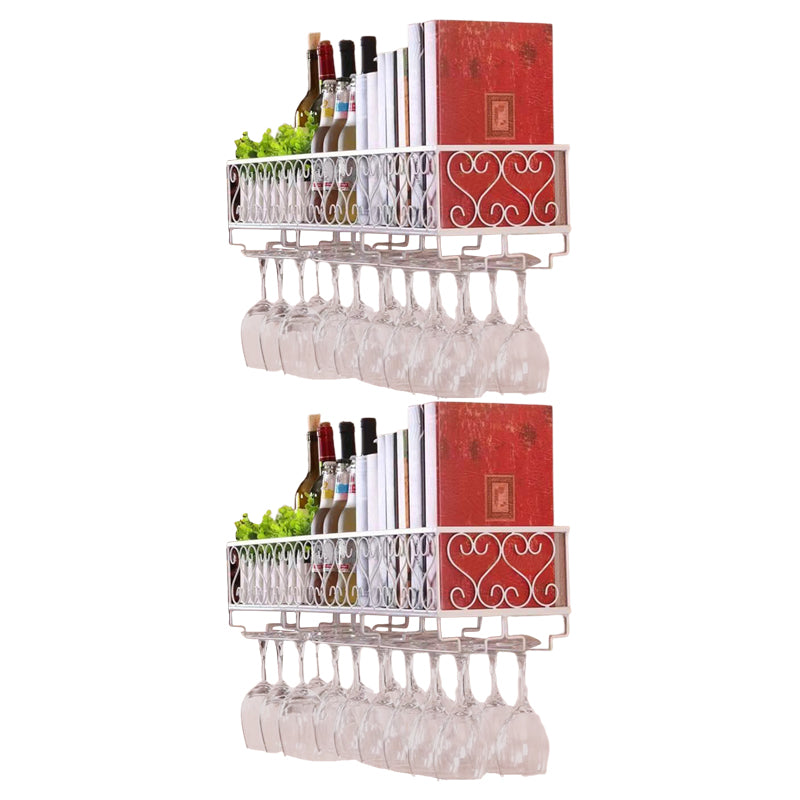 Metal Modern Wine Shelf Wall Mounted Stemware Holder Wine Holder with Shelf