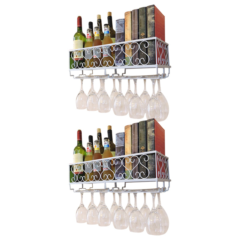 Metal Modern Wine Shelf Wall Mounted Stemware Holder Wine Holder with Shelf