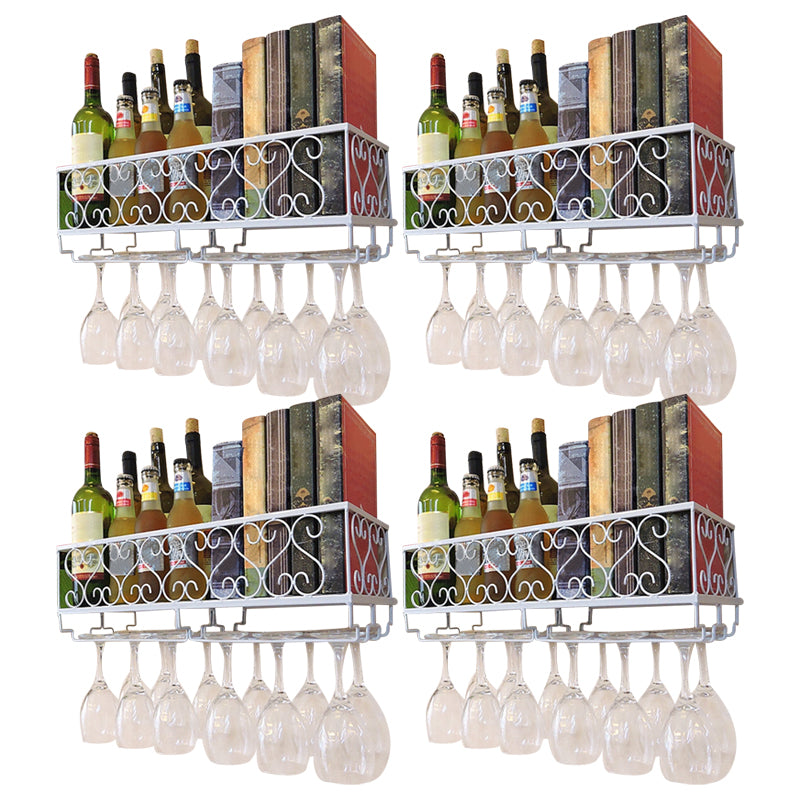 Metal Modern Wine Shelf Wall Mounted Stemware Holder Wine Holder with Shelf