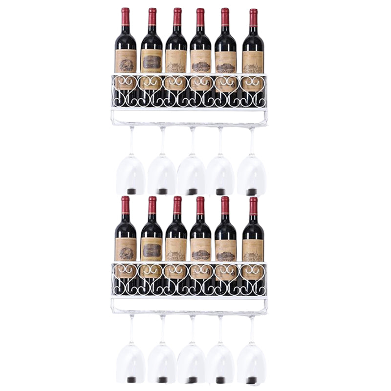 Metal Modern Wine Shelf Wall Mounted Stemware Holder Wine Holder with Shelf