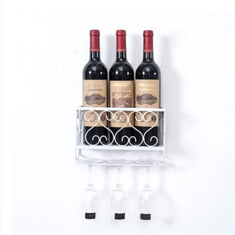 Metal Modern Wine Shelf Wall Mounted Stemware Holder Wine Holder with Shelf