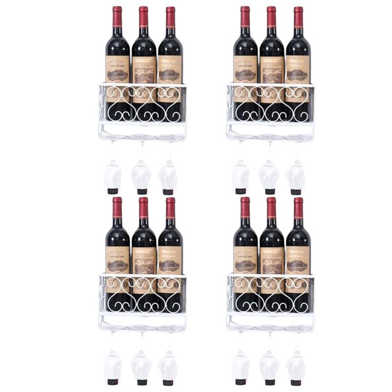 Metal Modern Wine Shelf Wall Mounted Stemware Holder Wine Holder with Shelf