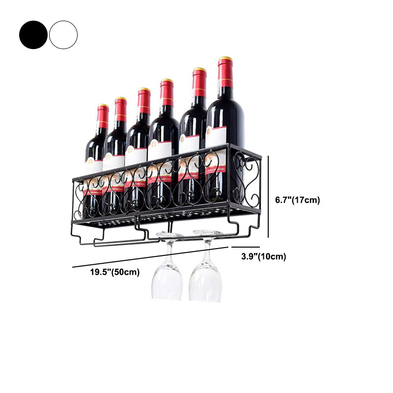 Metal Modern Wine Shelf Wall Mounted Stemware Holder Wine Holder with Shelf